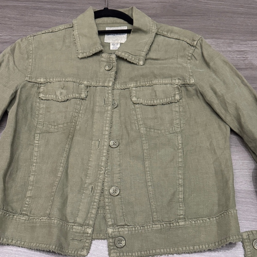 Olive Green Linen Jacket